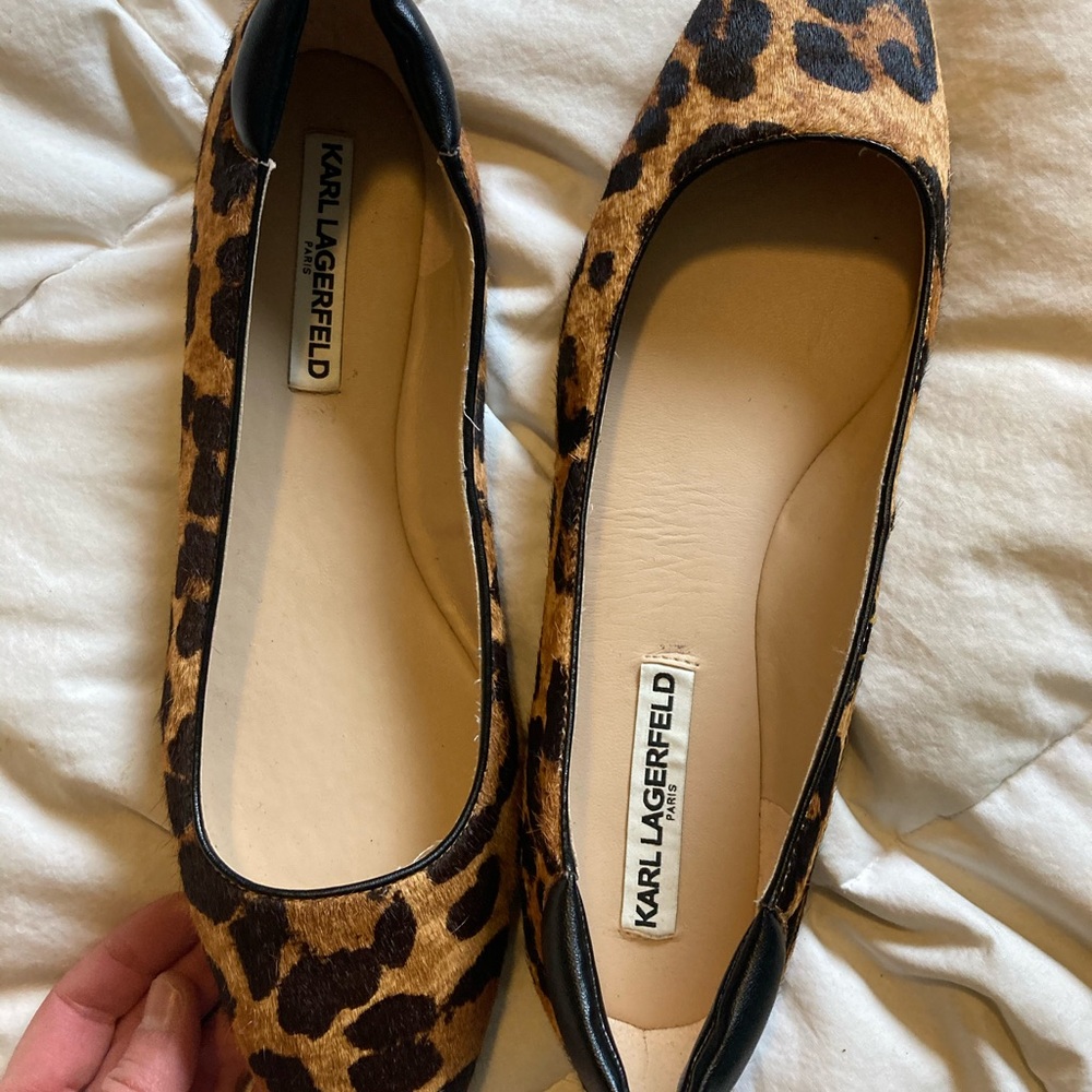 Karl Lagerfeld leopard flats